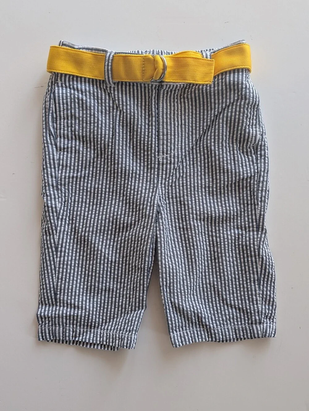 Ralph Lauren Baby Boy Seersucker Shorts Yellow Belt Stripe 3M Like Ne